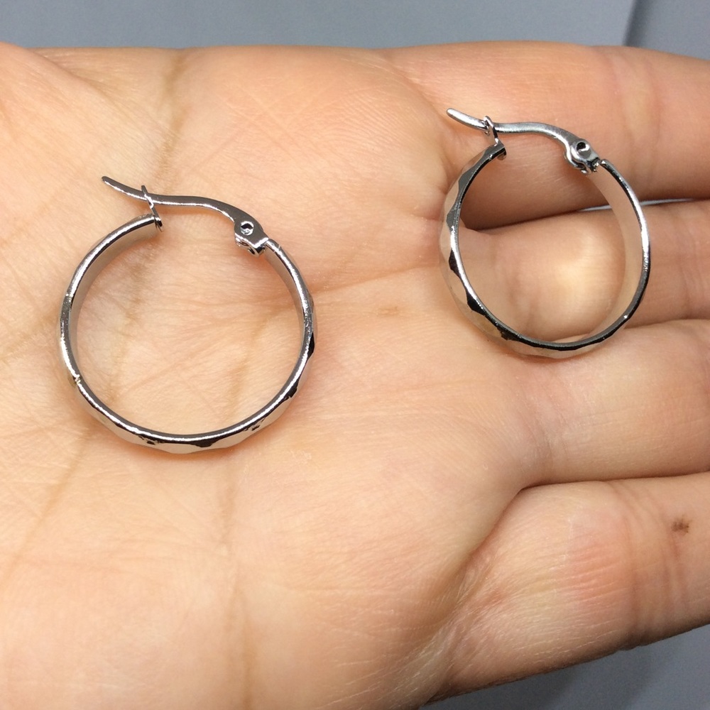 Stainless steel Silver Plated Hoop Earrings 1”